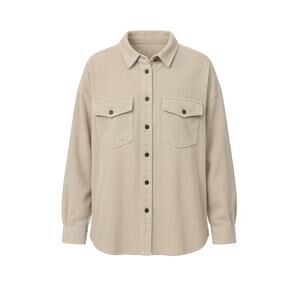 Rue+ 1X Beige Corduroy Oversized Shacket Button Down Long Sleeve Jacket